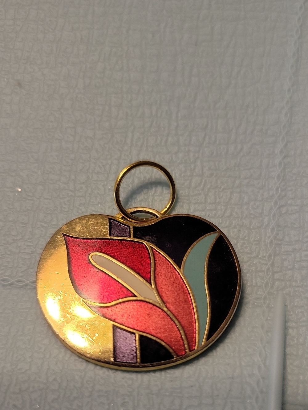 Gold-tone Floral Enamel Keychain Pendant